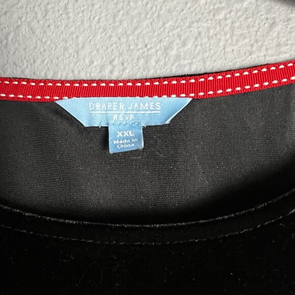 Draper James RSVP Size XXL Black Velvet Short Sleeve Holiday Whimsigoth Top - Picture 2 of 10